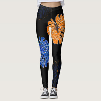 Colourful Tropical Pattern Dark Foliage Leggings