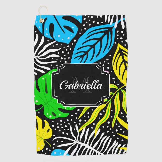 Colourful Tropical Pattern Golf Towel (Front)