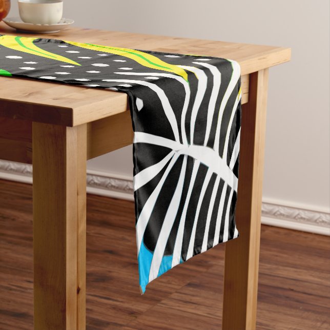 Colourful Tropical Pattern Short Table Runner (In Situ)
