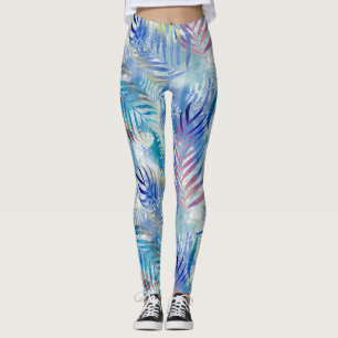 Colourful tropical pattern with palm leaves. leggings