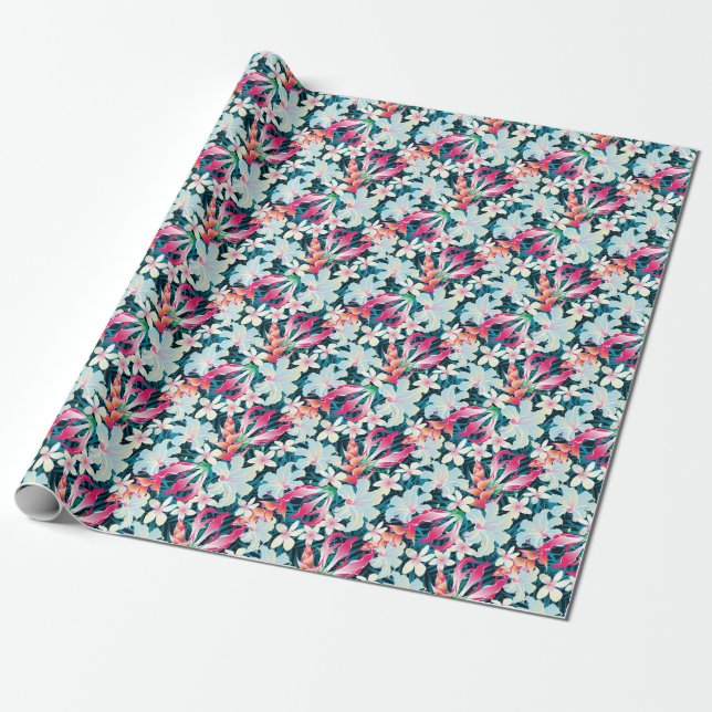 Colourful Tropical Pattern Wrapping Paper (Unrolled)
