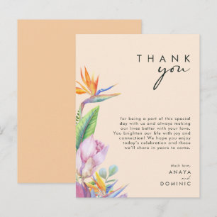 Colourful Tropical   Peach Reception Thank You Car Postcard