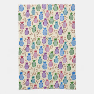 Colourful Tropical Pineapples Kitchen Towel