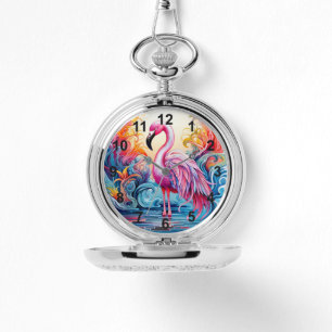 Colourful Tropical Pink Flamingo Elegant Womans Watch