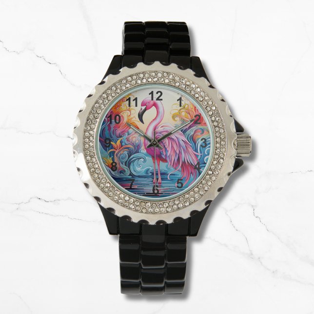 Colourful Tropical Pink Flamingo Elegant Womans Watch (Creator Uploaded)