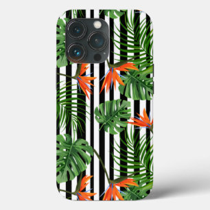 Colourful Tropical Plant, Palm Leaves and Bird iPhone 13 Pro Case