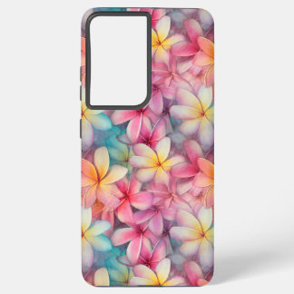 Colourful Tropical Plumeria Frangipani Patterned Samsung Galaxy Case