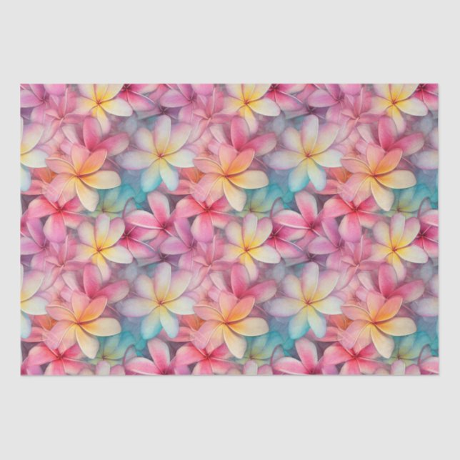 Colourful Tropical Plumeria Frangipani Tissue Paper (Front)
