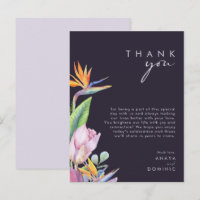 Colourful Tropical Purple Reception Thank You Card
