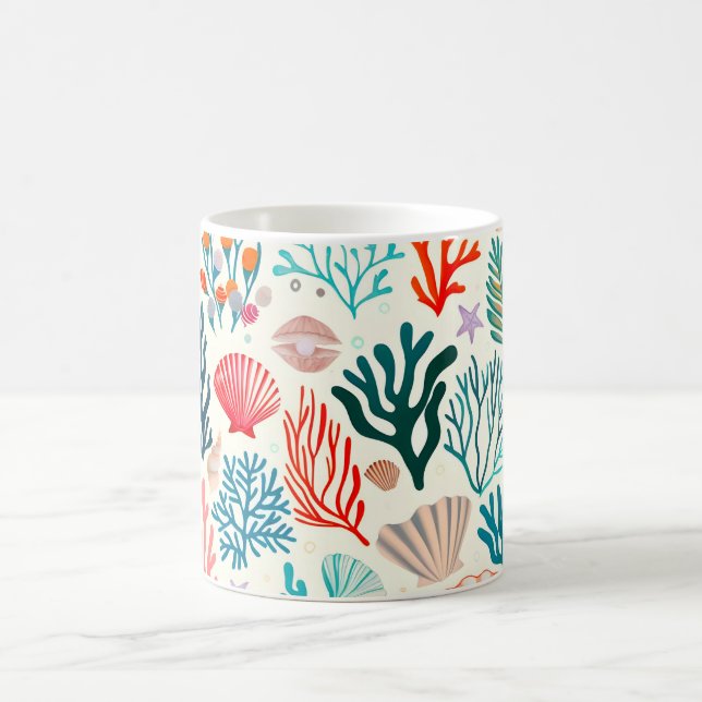 Colourful Tropical Summer Coral Seashell Coffee Mug (Center)