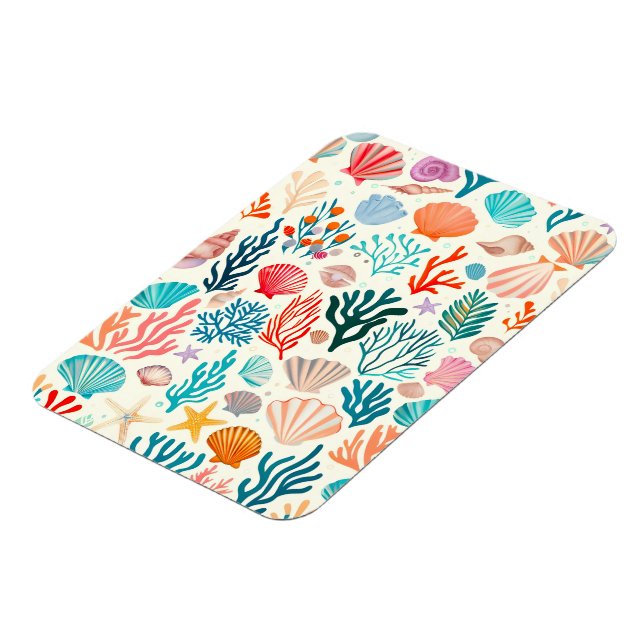 Colourful Tropical Summer Coral Seashell Magnet (Left Side)