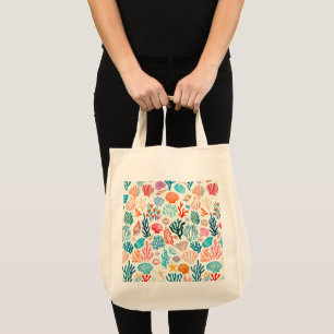 Colourful Tropical Summer Coral Seashell Tote Bag