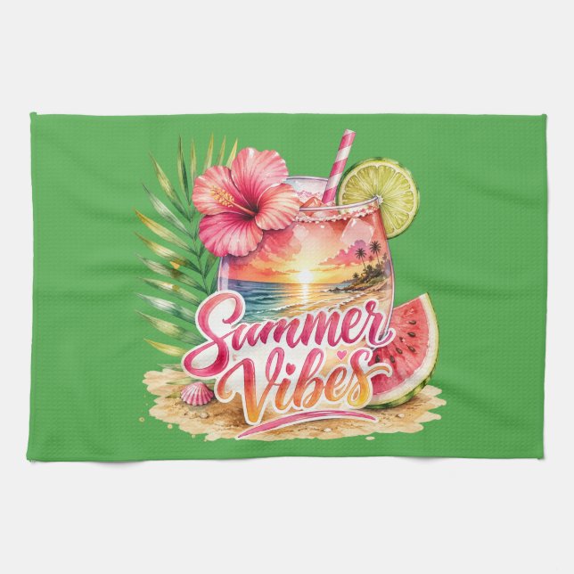 Colourful Tropical Summer Kitchen Towel (Horizontal)