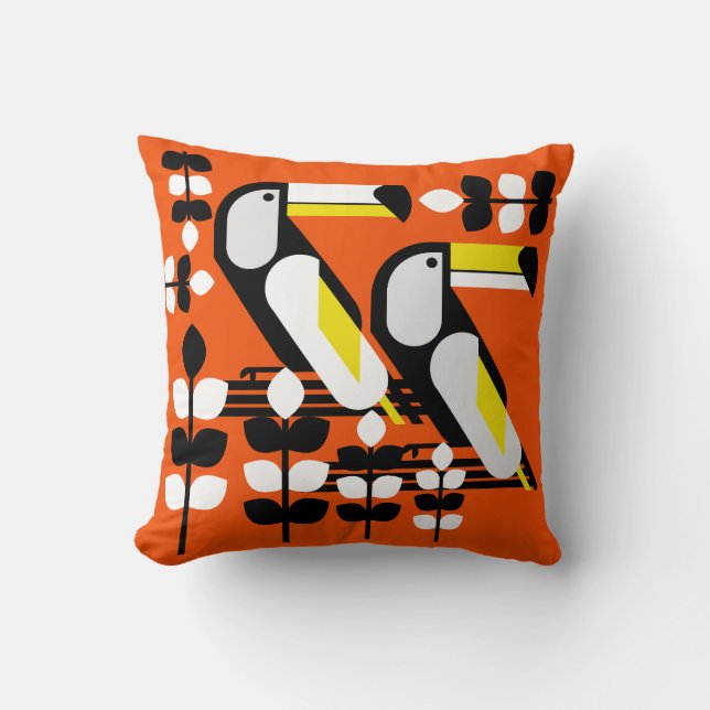 Colourful Tropical Toucan Artwork Cushion (Front)