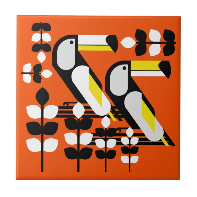 Colourful Tropical Toucan Artwork Tile (Front)