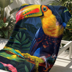 Colourful Tropical Toucan Beach Towel