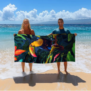 Colourful Tropical Toucan Beach Towel