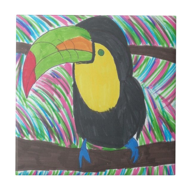 Colourful Tropical Toucan  Tile (Front)