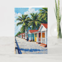 Colourful Tropical Vibrant Beach Huts Birthday