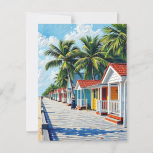 Colourful Tropical Vibrant Beach Huts  Postcard