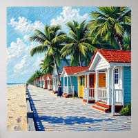 Colourful Tropical Vibrant Beach Huts