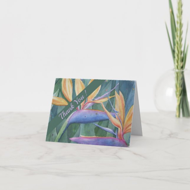 Colourful Tropical Watercolor Floral Thank You Card (Front)
