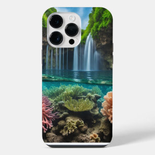 Colourful tropical waterfall iPhone 14 pro max case