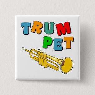 Colourful Trumpet 15 Cm Square Badge