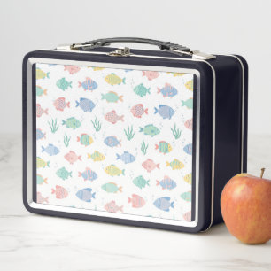 Colourful Tulimet Tropical Fish Pattern Metal Lunch Box