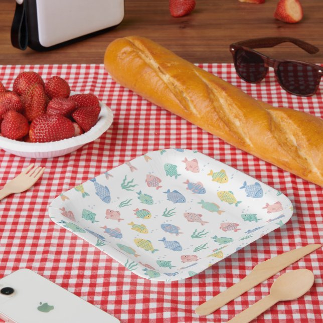 Colourful Tulimet Tropical Fish Pattern Paper Plate (Picnic)