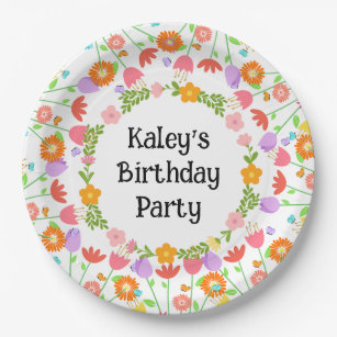 Colourful Tulip Birthday Party Paper Plates