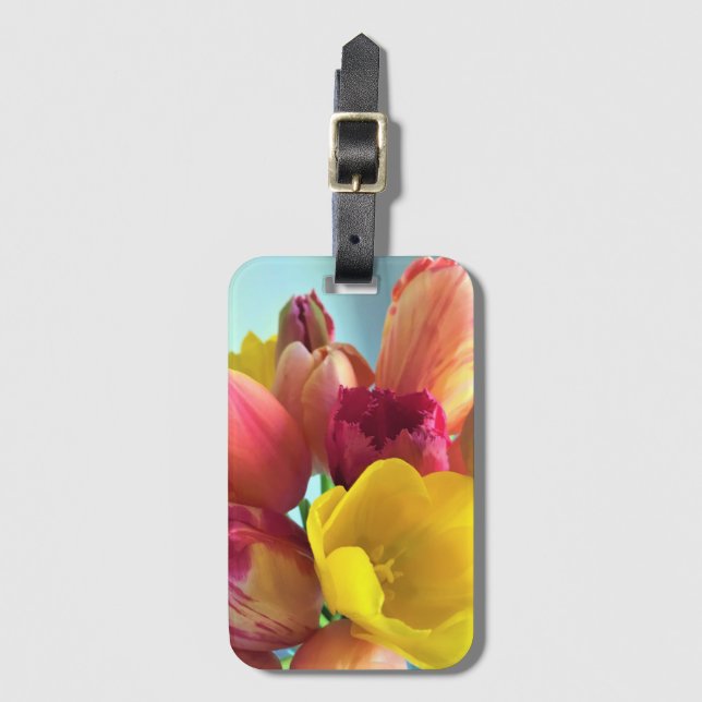 Colourful Tulip Bouquet Luggage Tag (Front Vertical)