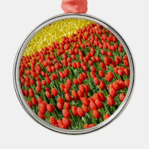 Colourful tulip farm print metal tree decoration