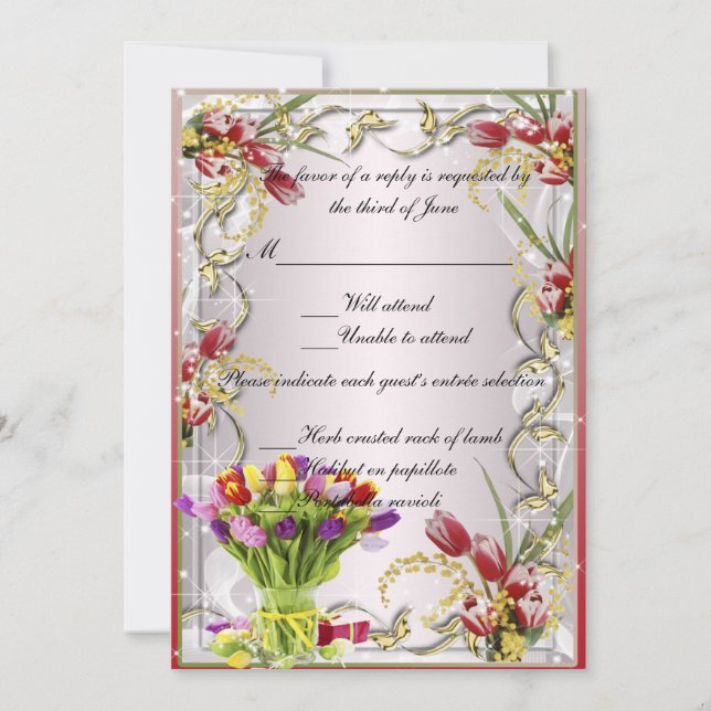 Colourful Tulip Floral Response Card (Front)