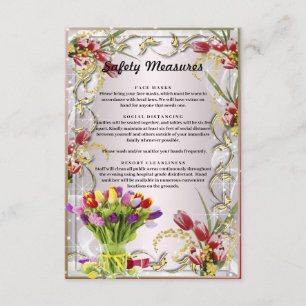 Colourful Tulip Floral Wedding Safety Measures Enclosure Card