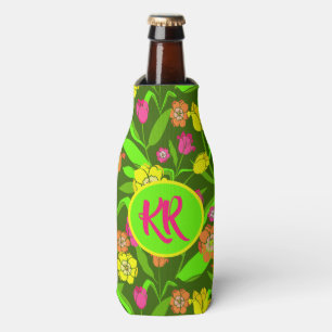 Colourful Tulip Flower Print Bottle Cooler