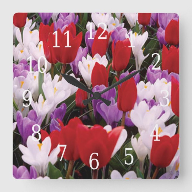 Colourful Tulip Flowers Clock (Front)
