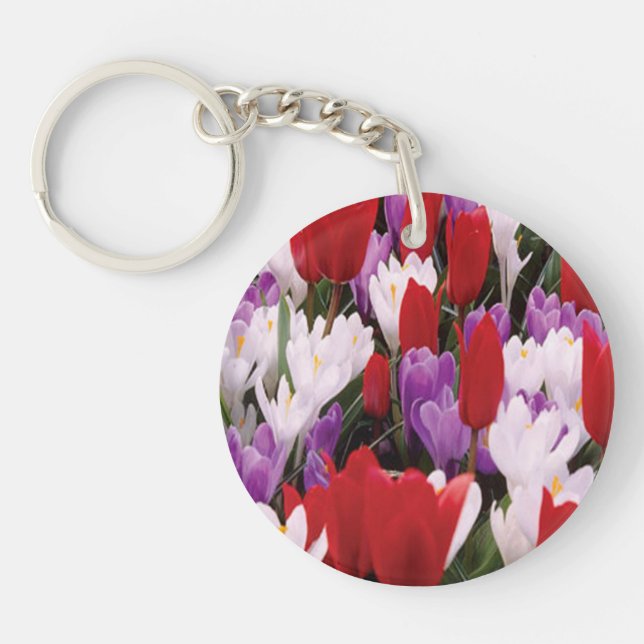 Colourful Tulip Flowers Key Chain (Front)