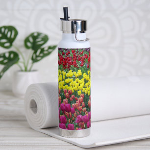Colourful Tulip Garden Floral Water Bottle