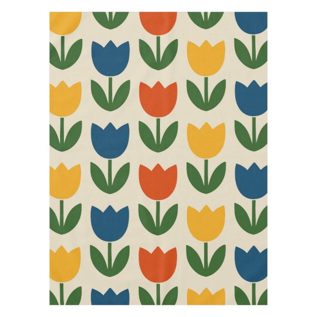 Colourful Tulip Pattern Tablecloth (Front)