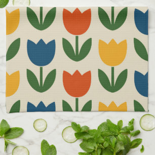 Colourful Tulip Pattern Tea Towel