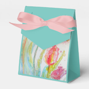 Colourful Tulip Watercolour Party Cake Favour Box