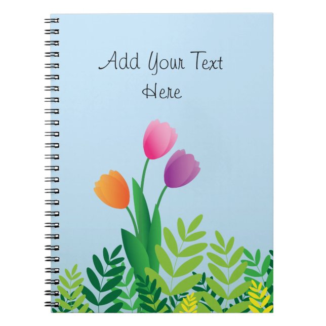 Colourful Tulips and Green Vegetation Spiral Notebook (Front)