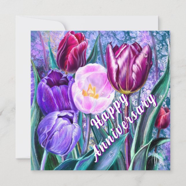 Colourful Tulips Anniversary Card (Front)