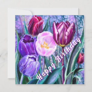 Colourful Tulips Birthday Card