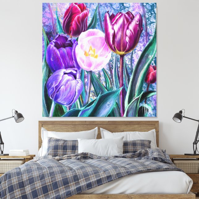 Colourful Tulips Canvas Print (Insitu(Bedroom))