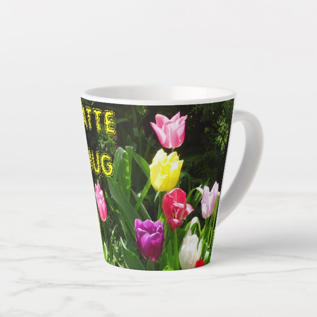 Colourful Tulips Cust. LATTE MUG Latte Mug (Right Angle)