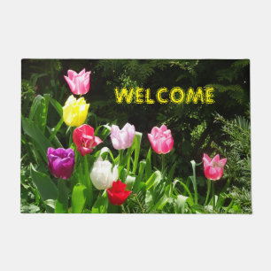 Colourful Tulips Cust. WELCOME Door Mat