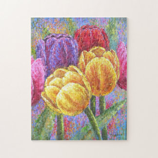Colourful Tulips Floral Challenging Flowers Art Jigsaw Puzzle