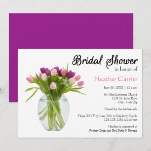 Colourful Tulips in Vase  - Bridal Shower Invite